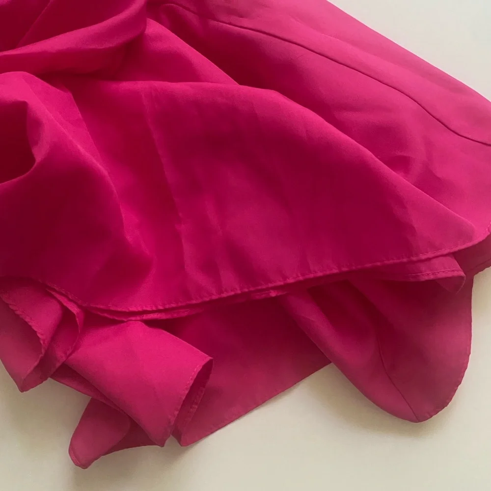 David’s Bridal Bridesmaid Chiffon Dress Size 6 Begonia Color Tie Back Satin Bow - Picture 10 of 16